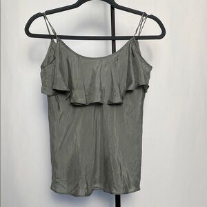 New - J. Crew Olive Green Ruffle Top